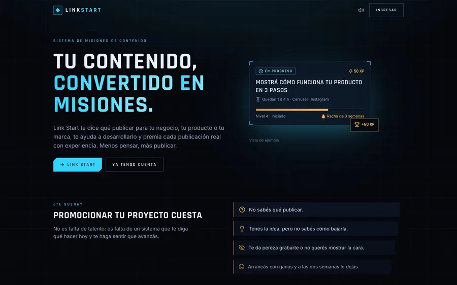 Portada de Link Start: tu contenido, convertido en misiones